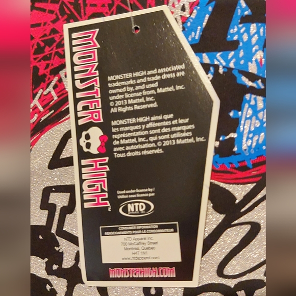 Monster High Girl's Sugar Skull Pink & Black Long Sleeved Top NWT Size XL(16) - Picture 7 of 8